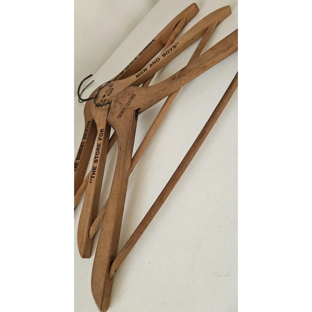 Lot of 3 Wooden Vintage Hangers With Advertising Fla & Va